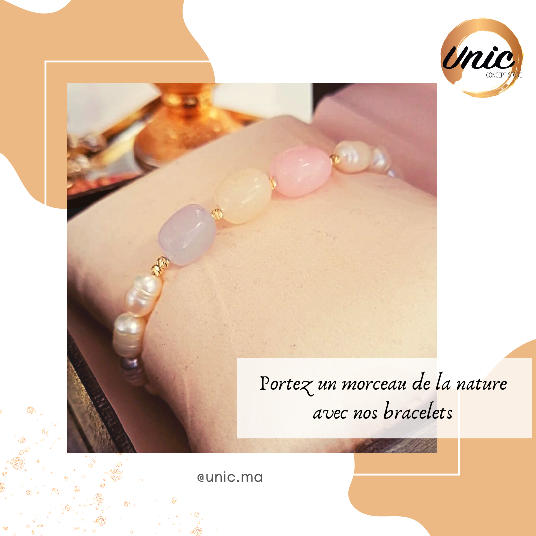 bracelets en pierres naturelles et or 18k